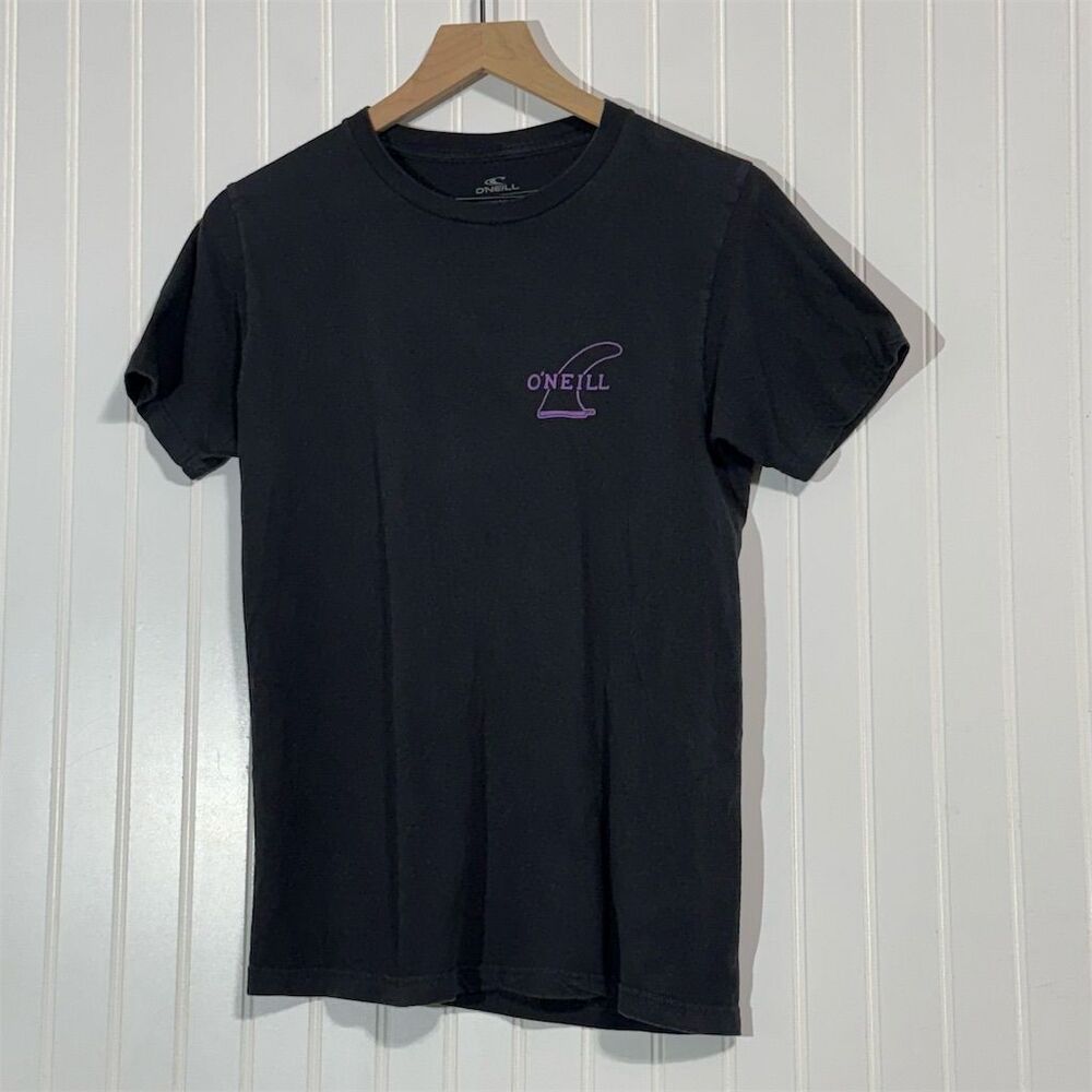 O’Neill Modern Fit Black‎ T-Shirt S Surf Logo Graphic Floral Fin Skate Surf Tee